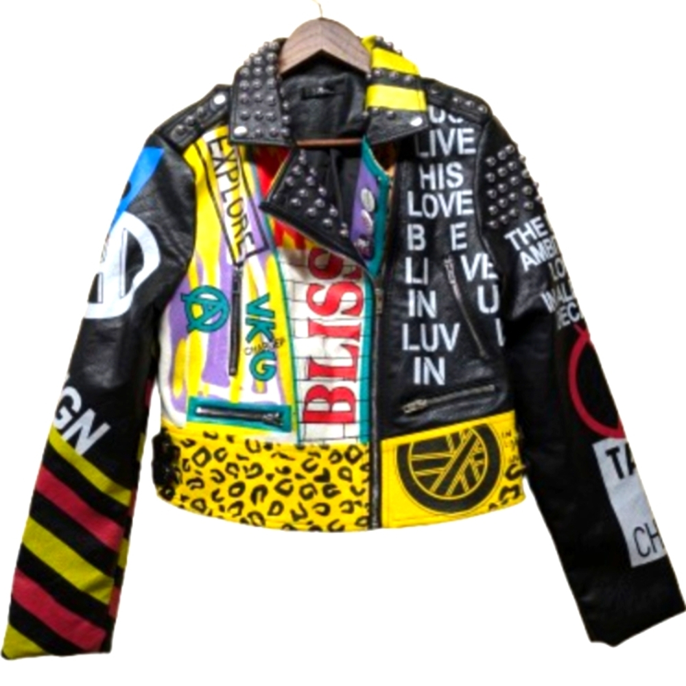 NYC For Her Graffiti Vegan Leather Jacket